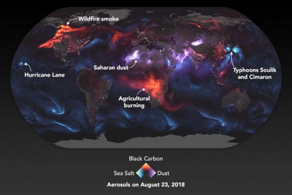 NASA создало карту пылевых облаков, окутывающих Землю